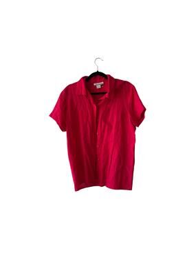Vintage Dana Alexandra Linen Red Short Sleeve Top